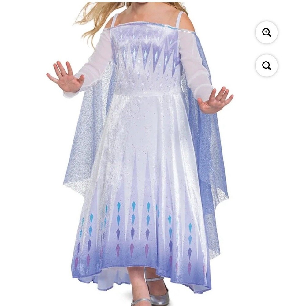 Disney Frozen Elsa Snow Queen Princess Costume, Satin Glitter Mesh Ballgown M